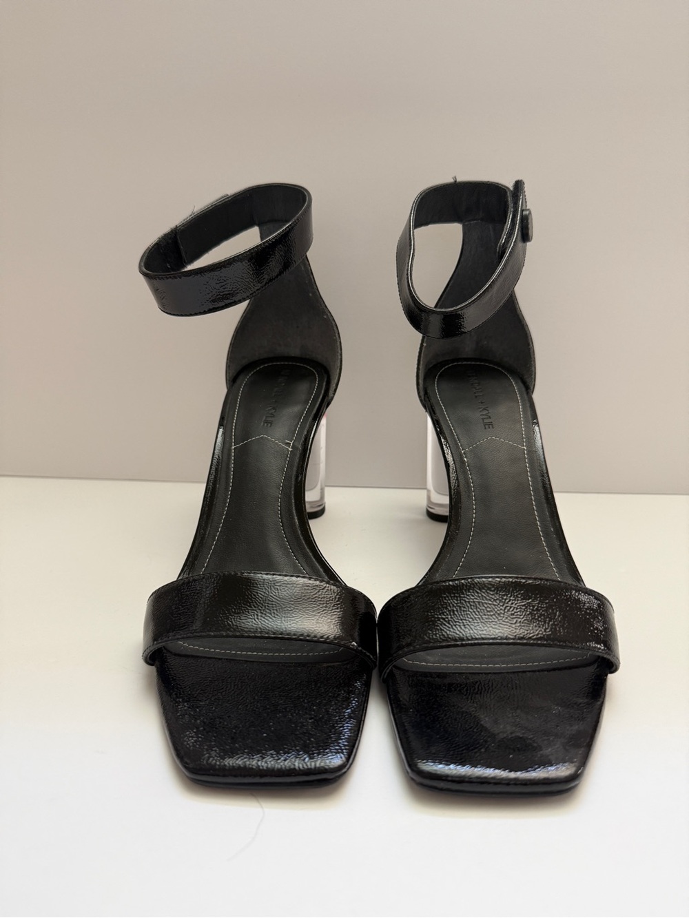 Kendall & Kylie Black Patent Ankle-Strap Block Heels
